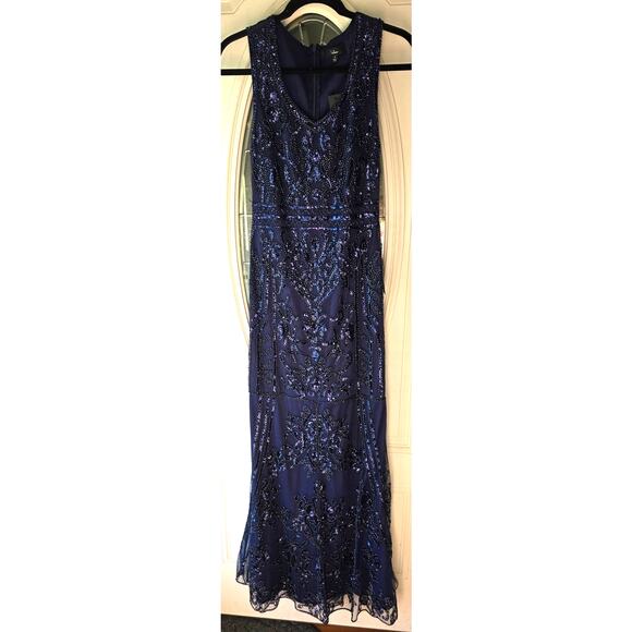 NWT Lulus Dramatic Entrance Navy Blue Sequin Dress Size Small - Picture 1 of 9